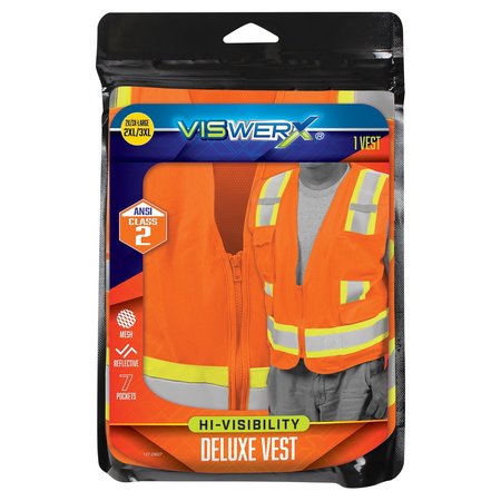 VISWERX Hi-Vis Deluxe Vest - ANSI CL2 Orange 2XL/3XL 127-23027